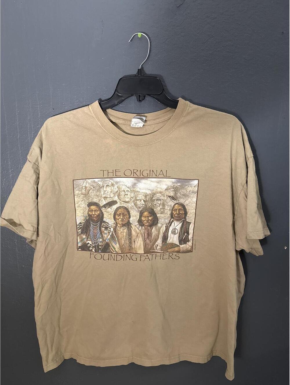 Unbranded Men's Beige Graphic T-Shirt - The Original Founding Fathers, Size 2XG